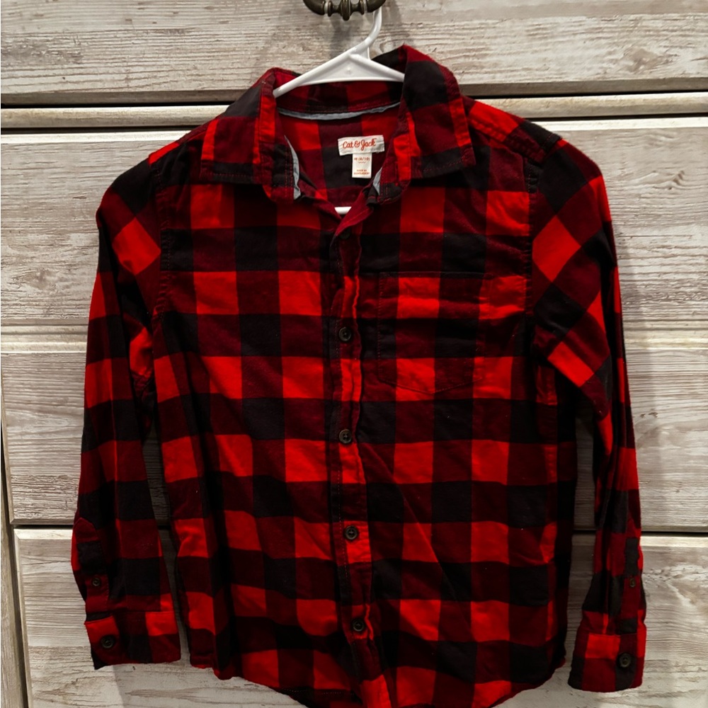 Kids Red and Black Plaid Shirt